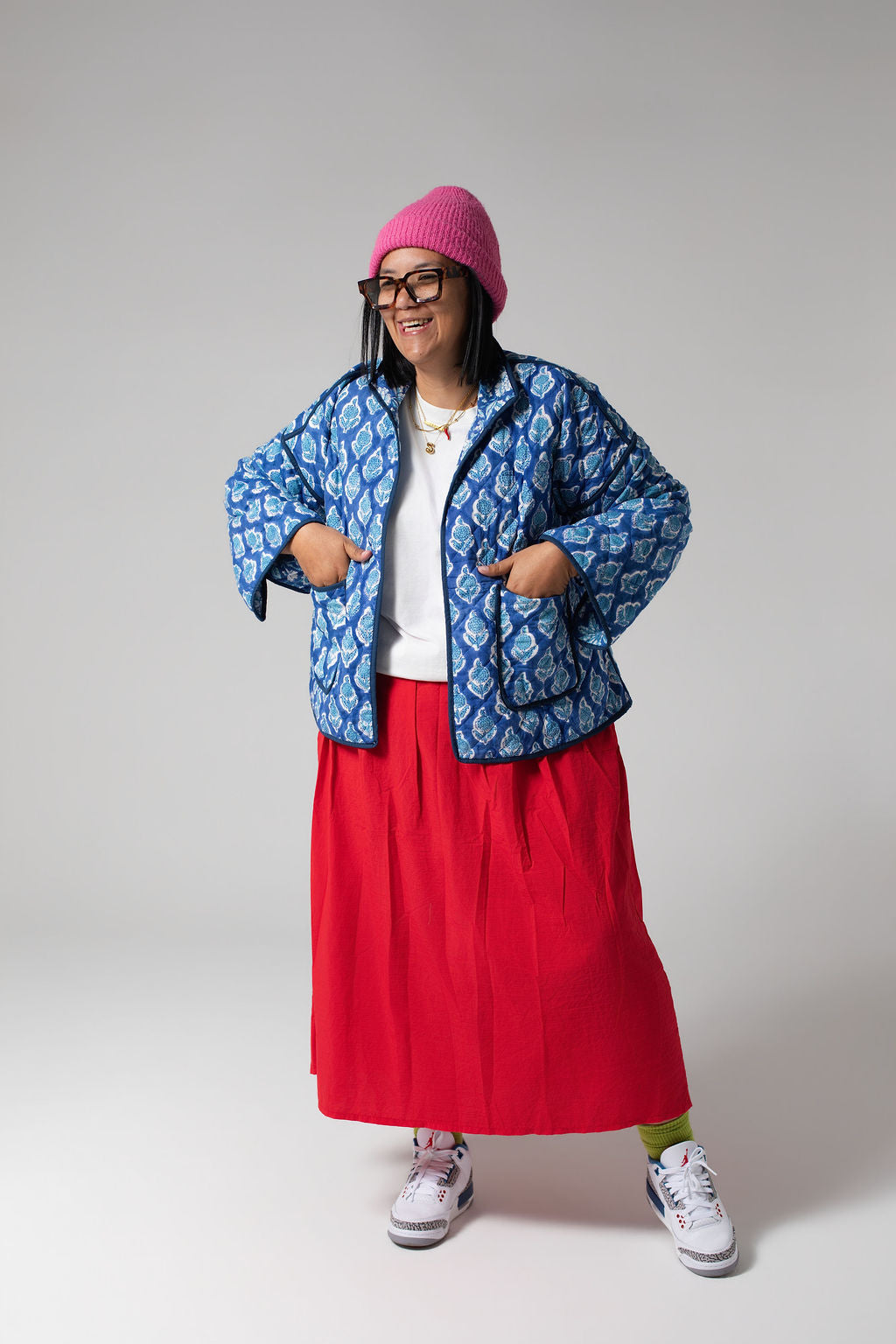 Blue Flower Quilted Jacket