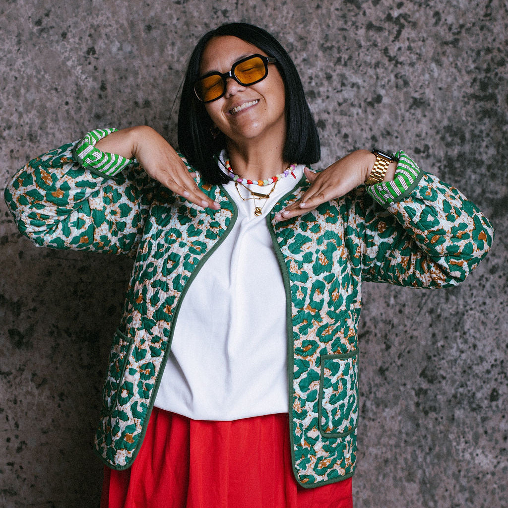 Green Leopard Quilted Jacket
