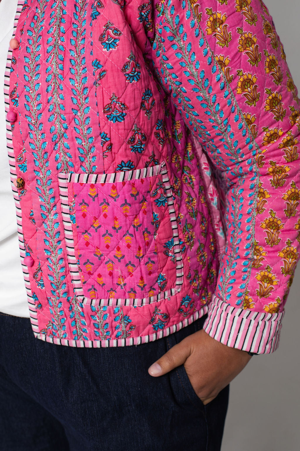 Pink Patchwork Quilted Jacket