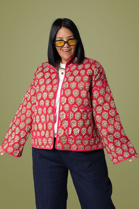 Red Flower Quilted Jacket