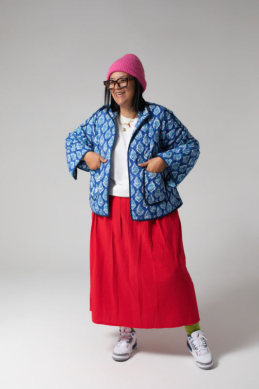 Blue Flower Quilted Jacket
